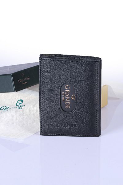 Grande 724 100% Genuine Leather Men's Wallet Card Holder Black