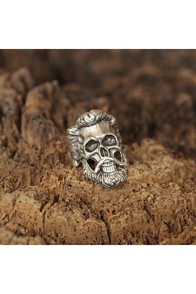 Clariss Haired Skull Model Adjustable Men's Ring