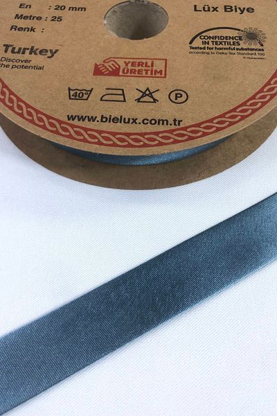 Hobigram Culoare albastră Satin Biye Lățime 2 Cm Lungime 1 Metru - Design special, Accesoriu, Producție de calitate, Stil atrăgător