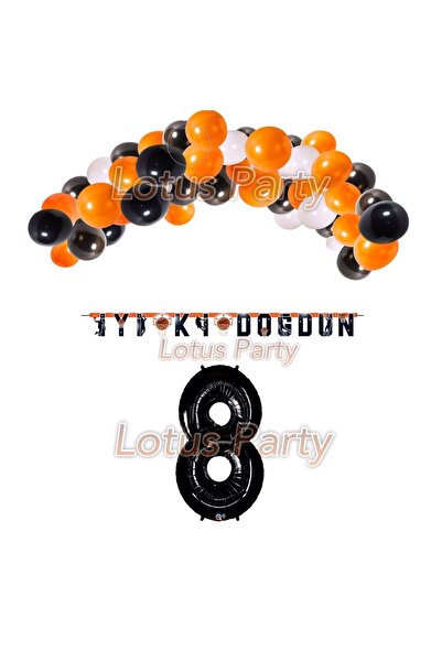 LOTUS PARTY 8 Year Old Basketball Themed Balloon Set - Orange, Black, White a...