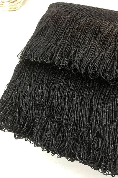 Hobigram Black Fringe Tassel Width 20 cm 1 Meter – Special Design, Accessory, Quality Production, Eye-Catching Style – Dek