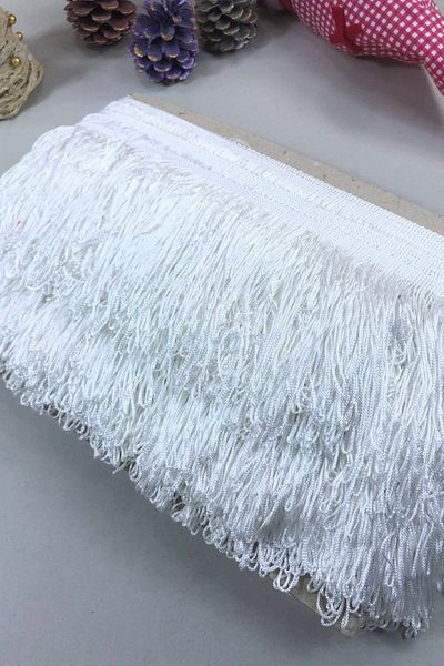 Hobigram White Thick Rope Fringe Tassel Width 20 cm 1 Meter – Decorative Ribbon, Stylish Design, Women's Accessory – Deko