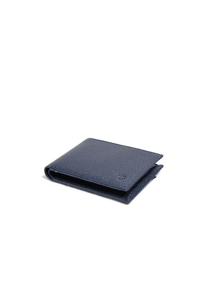 Eminsa Men's Navy Blue Genuine Leather Wallet with Magnet Money Clip
