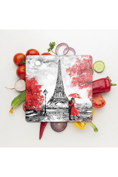 Decovetro لوح تقطيع زجاجي منقوش من Square Love Paris