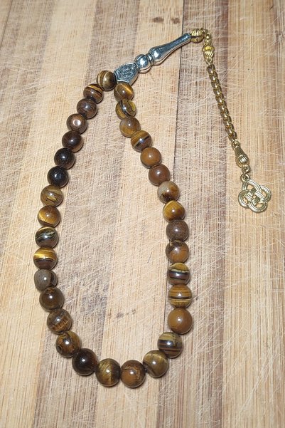 TAŞÇIZADE 8 mm 33 Pieces Natural Turtle Eye Rosary
