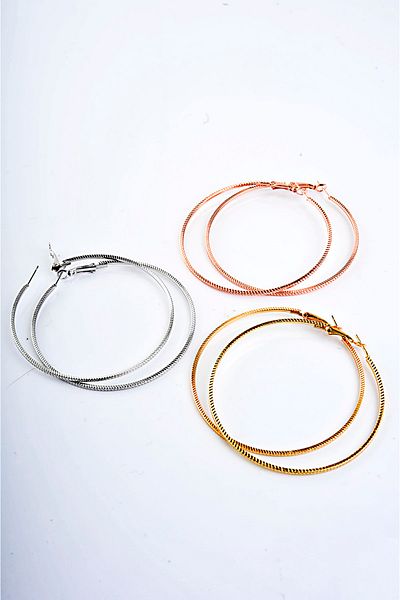 EUROMODA Set of 6 Earrings in Silver, Gold and Rose Colors