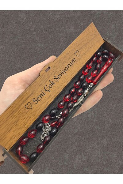 KANUNİ TESBİH Cadou de Ziua Îndrăgostiților, Rozari cu cutie din lemn moară r...