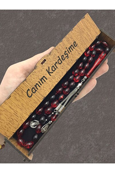 KANUNİ TESBİH مسبحة خشبية باللون الأحمر والأسود