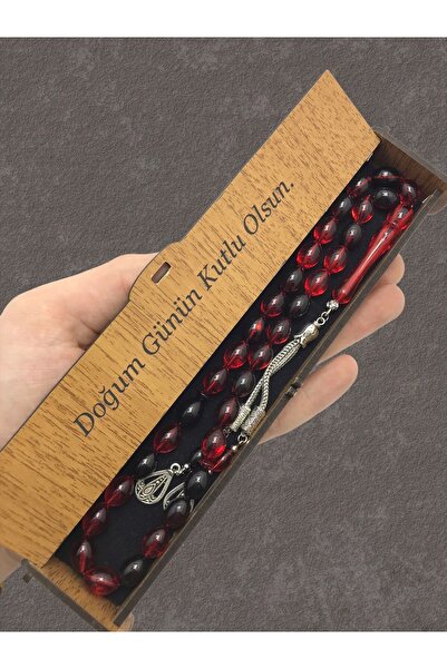 KANUNİ TESBİH مسبحة خشبية باللون الأحمر والأسود