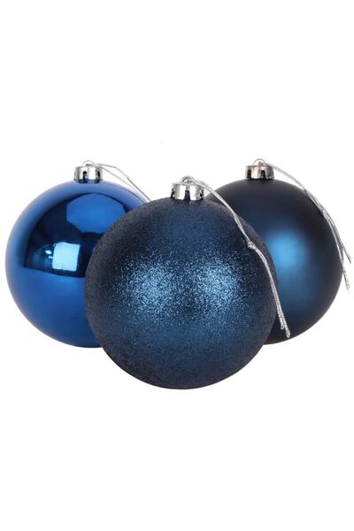 parti sürprizi Ornament cu bile albastră pentru brad de Crăciun 4 cm 6 buc