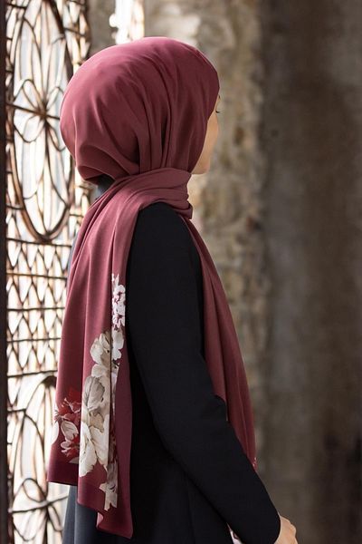 Vissona Şal de mătase Medina de lux Roşu Claret-1
