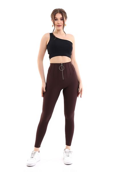 winmoda Colanti damă inel cu fermoar corset țesătură lycra colanti cu talie inalta