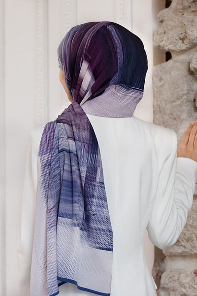 Vissona Γυναικείο Luxury Medina Silk Shawl Plum - Indigo