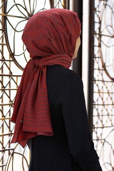 Vissona Γυναικείο πολυτελές μεταξωτό σάλι Medina Claret Red-1