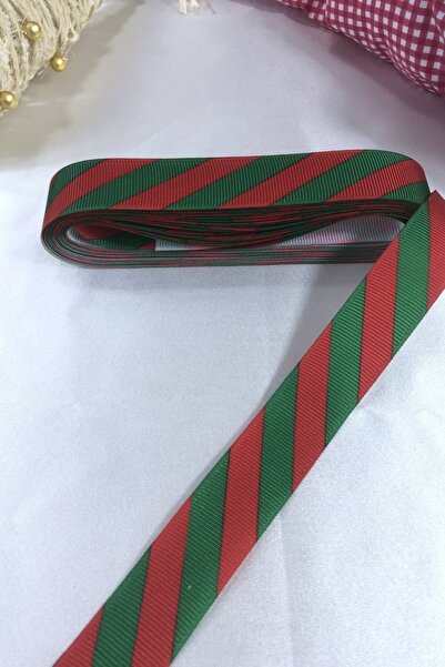 Genel Markalar Yeniyıl Süsleme Paketleme Kurdelesi Yeşil Kırmızı Çizgili – Yı...