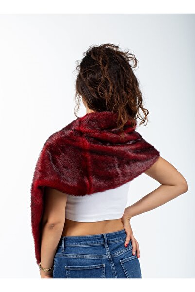 KürkZone Kadın Içten Geçmeli Şal Tipli Ithal Broşlu Gelin Abiye Kürk Bolero