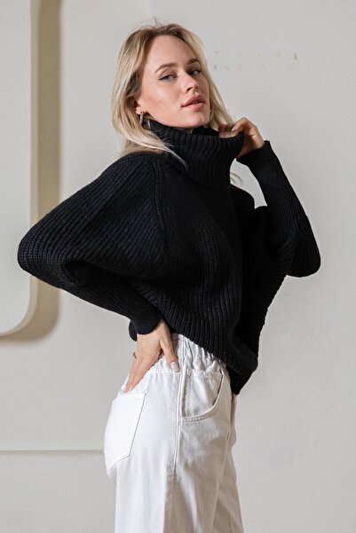 Serianno Balıkçı Yaka Yarasa Kol Bol Kesim Kazak