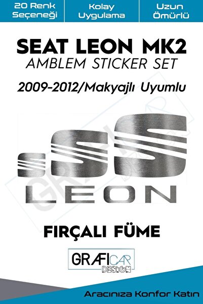 GRAFİCAR Seat Leon Mk2 Amblem Kaplama Sticker Set 2009-2012/ Makyajlı