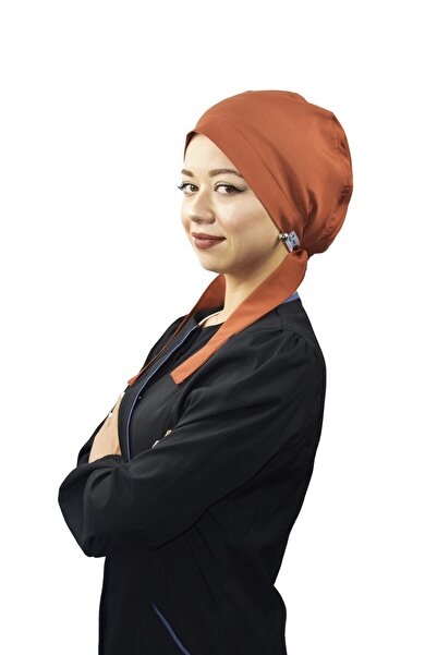 Nur Medikal Giyim Kadın Tesettür Kiremit Renk Likralı Doktor Hemşire Hastane Aşçı Cerrahi Bone