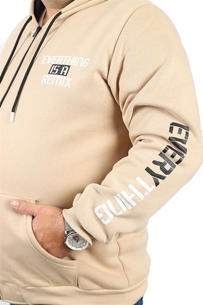 MocGrande Ανδρικό φερμουάρ μεγάλου μεγέθους 3ip Sweat Everything 22737 Beige
