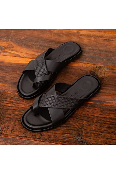 Tamer Tanca Ανδρικές δερμάτινες παντόφλες casual 876 403 Erk Trlk Y22