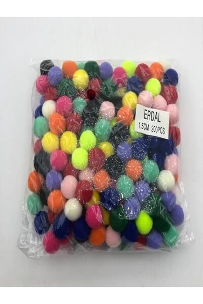 Erdal Ticaret بوم بوم متعدد الألوان 1.50 سم (عبوة واحدة تحتوي على 200 قطعة)