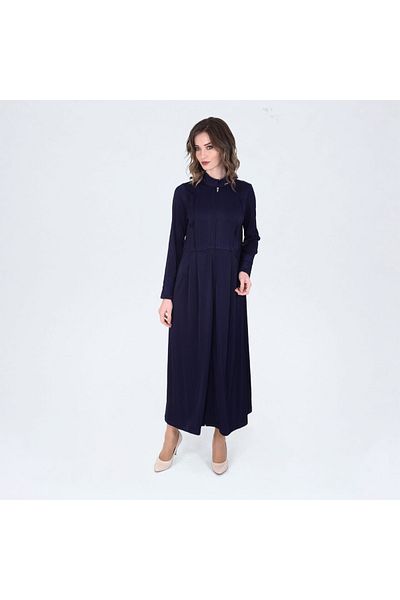 Qafias Lycra Fabric Navy Blue Top Coat