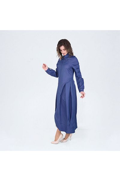 Qafias Women's Blue Special Woven Fabric Double Sided Wearable Zippered Hijab Top Coat