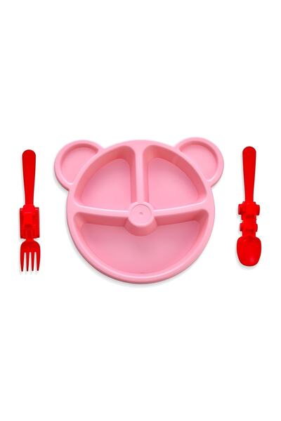 HB LİFE 3'lü Figürlü Şekilli Çocuk Tabak Çatal Kaşık Seti Çocuk Yemek Seti Ay...