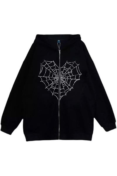 Köstebek Φούτερ με κουκούλα Office Halloween Harajuku Kawaii Spider Web Spider Web