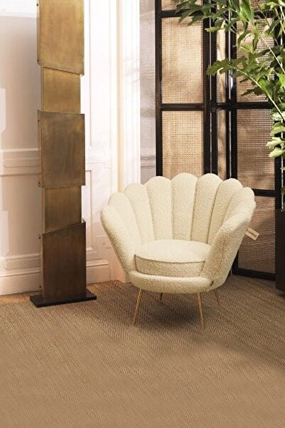 LOVİSSE HOME Krem Istiridye Berjer, Papatya, Alacatı, Safir Teddy Berjer Beyaz