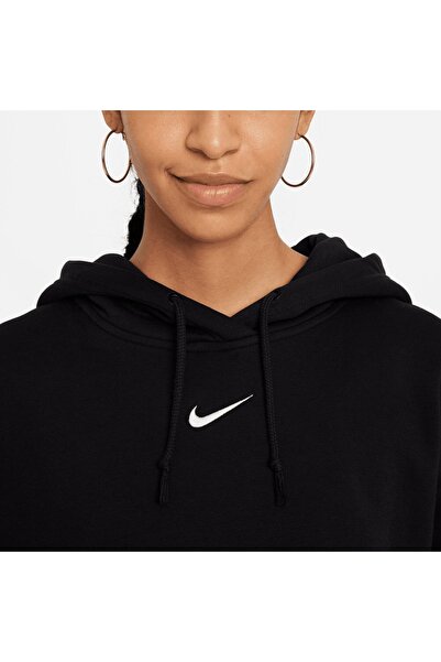 Nike Sportswear Essential Oversized Kapüşonlu Kadın Siyah Sweatshirt Dj7668-010