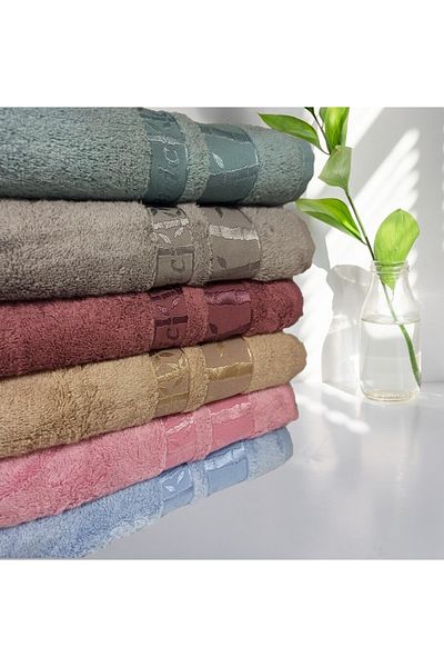 ŞENER HOME Σετ 6 πετσετών πρώτης ποιότητας μπαμπού 50x90 για το χέρι και το πρόσωπο σε σκούρα χρώματα