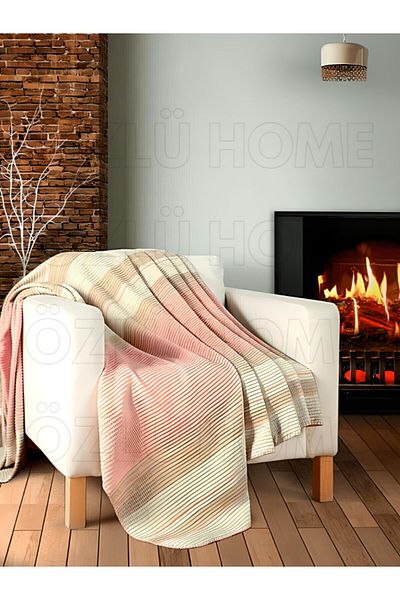 Özlü Home Double 4 Season Cotton Blanket Pique Pink