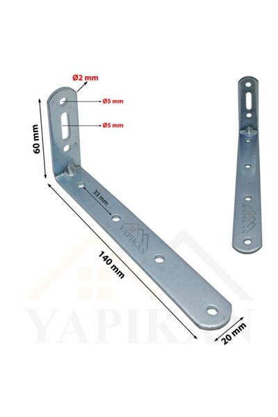 Yapıkan 4 Ad Orta Yük L Demir Gönye Köşebent 20x60x140mm- Deprem Mobilya Dolap Sabitleme Birleştirme Aparatı