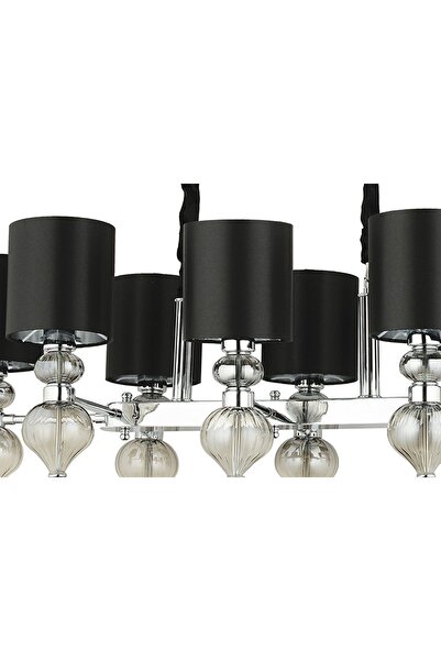 LampaLuce R Dolce Ragazza Şapkalı Klasik Avize Yemek Masası Üzeri 8'li Krom 100x90cm