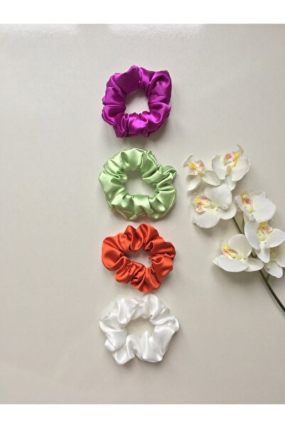 AslyAccessory حزمة من 4 أبازيم مطاطية من الساتان