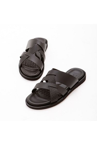 Tamer Tanca Men's Leather Casual Slippers - 876 448 Erk Trlk Y22
