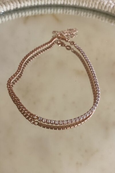 UBUH SHOP Rose Gold Kadın Su Yolu Paslanmaz Çelik Halhal