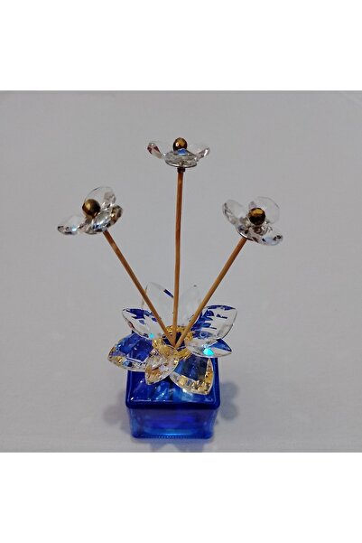 Peramari Dekoratif Kristal Cam Oda Koku Şişesi Koyu Mavi-gold