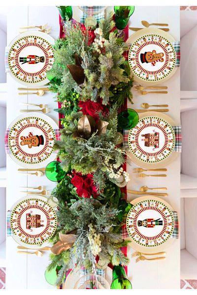 Vivas New Year's Wonderland 6-Piece Plate Set - Lead Soldier Cookie Man Gingerbread House Home Nutcracker