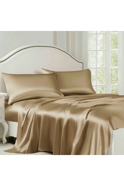 METİNEV Double Gold Color Cotton Satin Duvet Cover Set