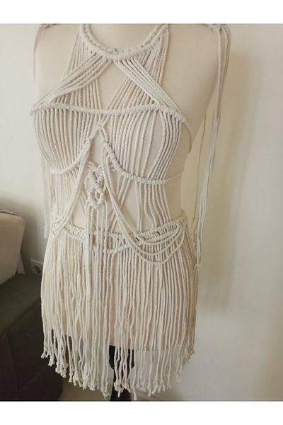 melekmakromehomedesing Macrame Beach Dress Festival Party Dress