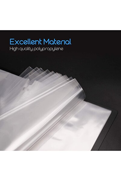 Janissary 200 Adet Poşet Dosya, Şeffaf Kağıt Koruyucu - 100 Adet Telli Plastik Mavi Dosya