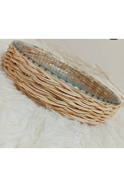gudelidekor Hasır Bambu Rattan Tepsi Borcam Sepeti