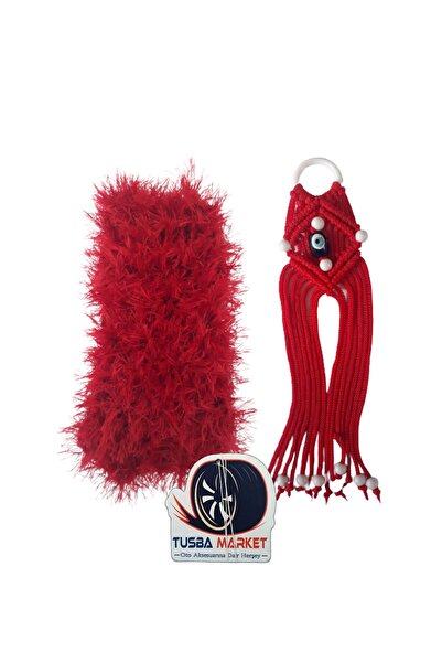 TUSBA MARKET Clopote lung de pluș roșu pentru schimbătorul de viteze auto / C...