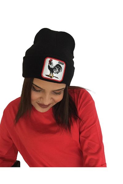 GoldCap Black Beret with Rooster Figure, first quality