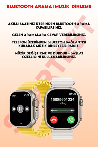 SMARTEST Watch 8 Ultra Akıllı Saat Ios Andorid Destekli Arama Özeliği Sensörlü Lcd Ekran 3tuş Smartwatch