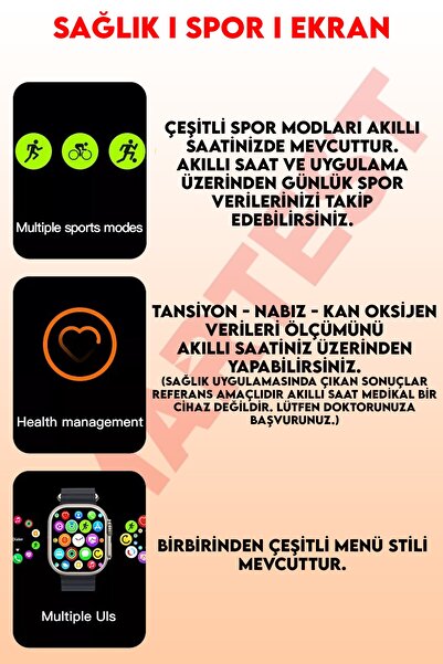 SMARTEST Watch 8 Ultra Akıllı Saat Ios Andorid Destekli Arama Özeliği Sensörlü Lcd Ekran 3tuş Smartwatch