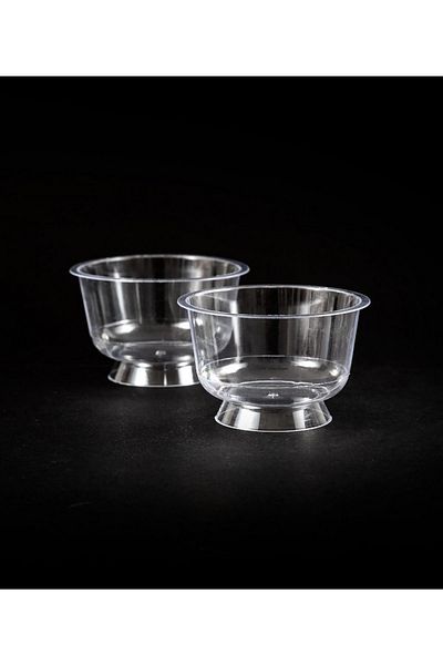 14Süs Plastic Crystal Dessert Container with Foot 180cc 25 Pieces Disposable